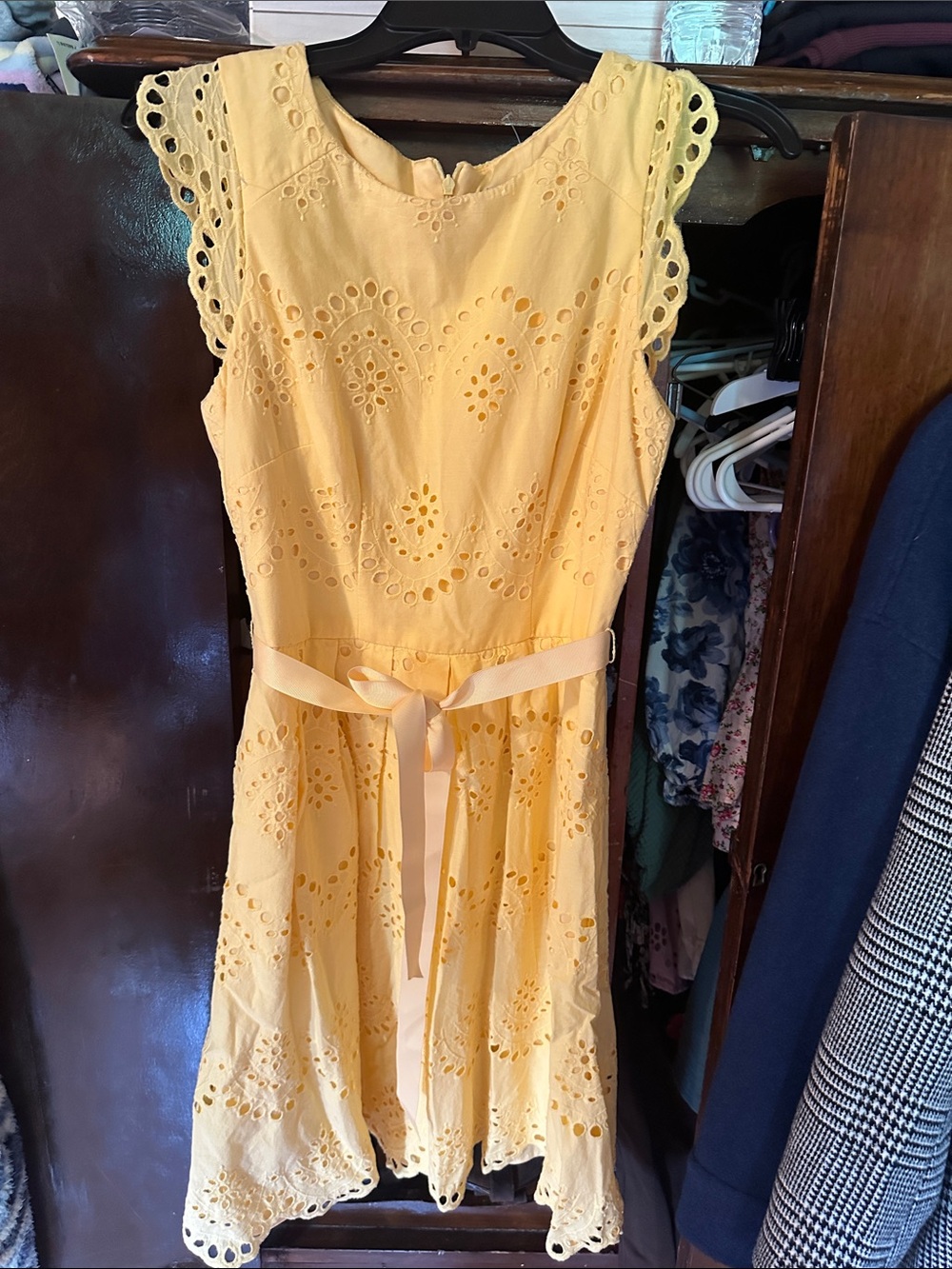 Yellow Eyelet Lace Dress